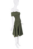 Christian Dior x Galliano Army Green Pockets Lace Off The Shoulder Dress