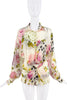 Christian Dior x Galliano White Pink Green Silk Floral Dotted Print Bra Underwear Lingerie Set SS2004