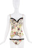 Christian Dior x Galliano White Pink Green Silk Floral Dotted Print Bra Underwear Lingerie Set SS2004