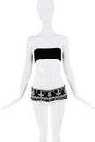 Dolce & Gabbana Black Crsytal Rhinestone Pattern Texture Belt