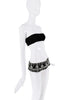 Dolce & Gabbana Black Crsytal Rhinestone Pattern Texture Belt