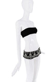 Dolce & Gabbana Black Crsytal Rhinestone Pattern Texture Belt