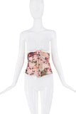 Roberto Cavalli Pink Multicolor Floral Bird Print Waist Corset SS2003