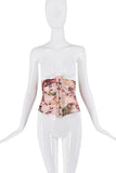 Roberto Cavalli Pink Multicolor Floral Bird Print Waist Corset SS2003