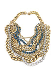 Janis Savitt Gold Multi-Chain Necklace with Crystals