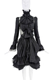 Emilio Pucci Black Lace Ruffle High Neckline Bow Victorian Dress FW2011