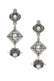 Christian Dior x Galliano Silver Crystal Rhinestone Geometric Drop Earrings