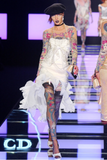 Christian Dior x Galliano Black Sheer Ruffle Strapless Asymmetric Dress Runway SS2004