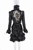 Emilio Pucci Black Lace Ruffle High Neckline Bow Victorian Dress FW2011