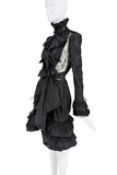 Emilio Pucci Black Lace Ruffle High Neckline Bow Victorian Dress FW2011