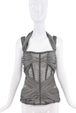 Dolce & Gabbana Grey Draped Sheer Exposed Corset Halter Top