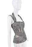 Dolce & Gabbana Grey Draped Sheer Exposed Corset Halter Top