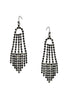 Vintage Silver Black Pavé Crystal Fringe Chandelier Earrings