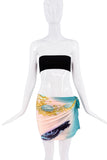 Roberto Cavalli Blue Gold Pink Liz Taylor Eye Graphic Print Wrap Tie Mini Skirt SS2001