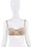 Dolce & Gabbana Beige Nude Green Crystal Button Cropped Cardigan