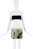 Roberto Cavalli Silk Green Pink Black Multicolor Floral Print Wrap Skirt SS2003