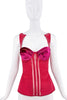 Gucci Red Pink Velvet Cut Out Sheer Top Runway SS2005