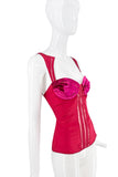 Gucci Red Pink Velvet Cut Out Sheer Top Runway SS2005