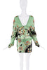 Roberto Cavalli Silk Green Pink Black Multicolor Floral Print Wrap Skirt SS2003