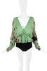 Roberto Cavalli Silk Green Pink Black Multicolor Floral Print Wrap Skirt SS2003