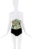 Roberto Cavalli Silk Green Pink Black Multicolor Floral Print Dress Set