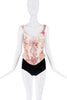 Dilara Findikoglu White Creme Pink Multicolor Abstract Rope Embroider Print Design Corset Top