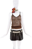 Dolce & Gabbana Black Leather Studded Belt Loop Mini Skirt SS2000