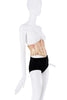 Dilara Findikoglu Tan Beige Pink Multicolor Abstract Embroider Print Waist Corset