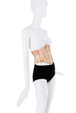 Dilara Findikoglu Tan Beige Pink Multicolor Abstract Embroider Print Waist Corset