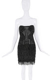 DSquared2 Black Silk Fringe Boning Cut Out Corset Bustier Dress