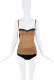 Dolce & Gabbana Brown Black Mesh Bow Bra Corset Top