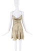 Vintage Gold Shimmering Metallic Suede Open Back Slip Dress