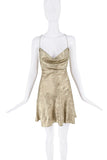 Vintage Gold Shimmering Metallic Suede Open Back Slip Dress