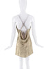 Vintage Gold Shimmering Metallic Suede Open Back Slip Dress