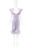 Roberto Cavalli Purple Lavender Silk Ruched Frill Midi Dress