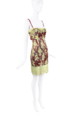 Dolce & Gabbana Green Red Floral Lace Embroidered Slip Dress SS1999
