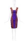 Dolce & Gabbana Purple Ruche Red Beaded Lace Dress