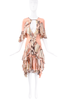 Roberto Cavalli Pink Sheer Chiffon Ruffle Print Cut Out Draped Dress Runway SS2004