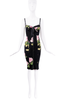 Dolce & Gabbana Black Floral Print Lace Up Bodycon Dress