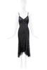 Versace Black Lace Beaded Embroidery Bias Cut Slip Dress Gown