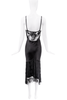 Versace Black Lace Beaded Embroidery Bias Cut Slip Dress Gown