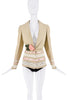 John Galliano Tan Beige Pink Silk White Lace Flower Blazer Jacket