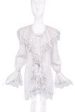 Yves Saint Laurent White "Louis XIV" Ruffle and Lace Blouse
