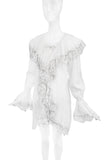 Yves Saint Laurent White "Louis XIV" Ruffle and Lace Blouse