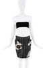 John Galliano Black Leather Embroidered Lace Flowers Mini Skirt