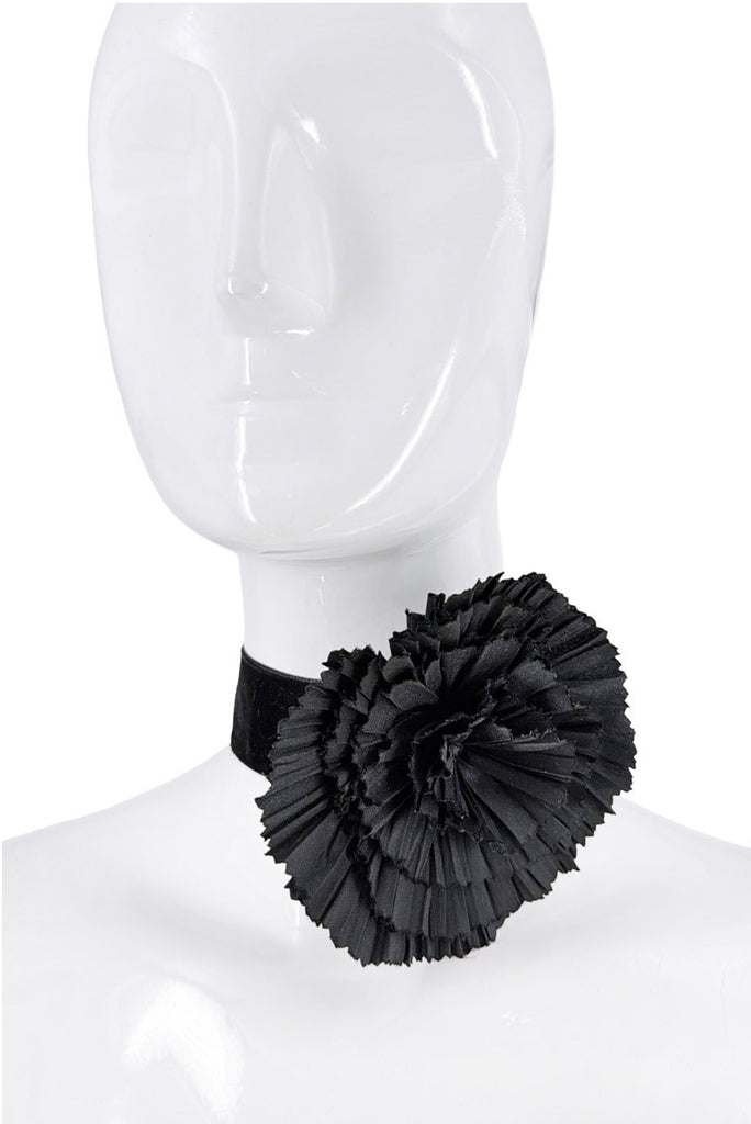 Blumarine Black Large Flower Collar Necklace Accessory