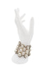 Vintage Silver Parisian Pearl Three Layer Graduating Cut Out Cuff Bracelet