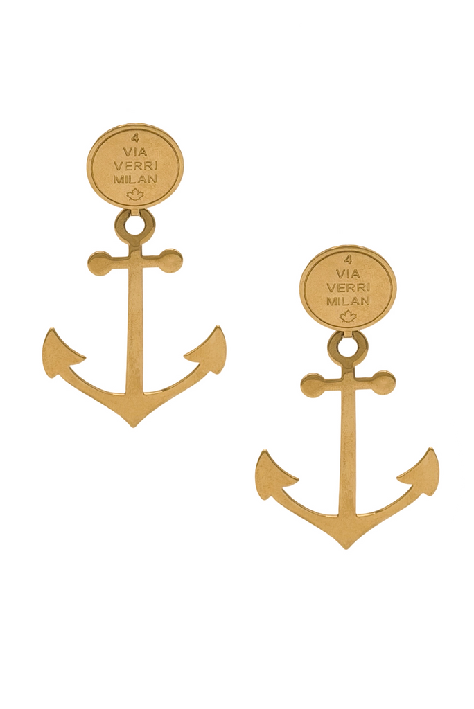 DSquared2 Gold Anchor Via Verry Milan Drop Earrings