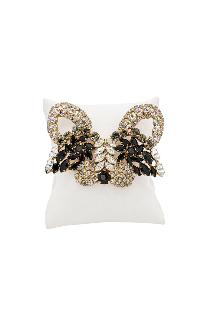 Ermano Scervino Gold Clear Black Rhinestone Crystal Raccoon Broach Accessory