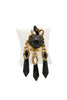 Kalinger Gold Black Crystal Rhinestone Embellished Charm Broach Accessory